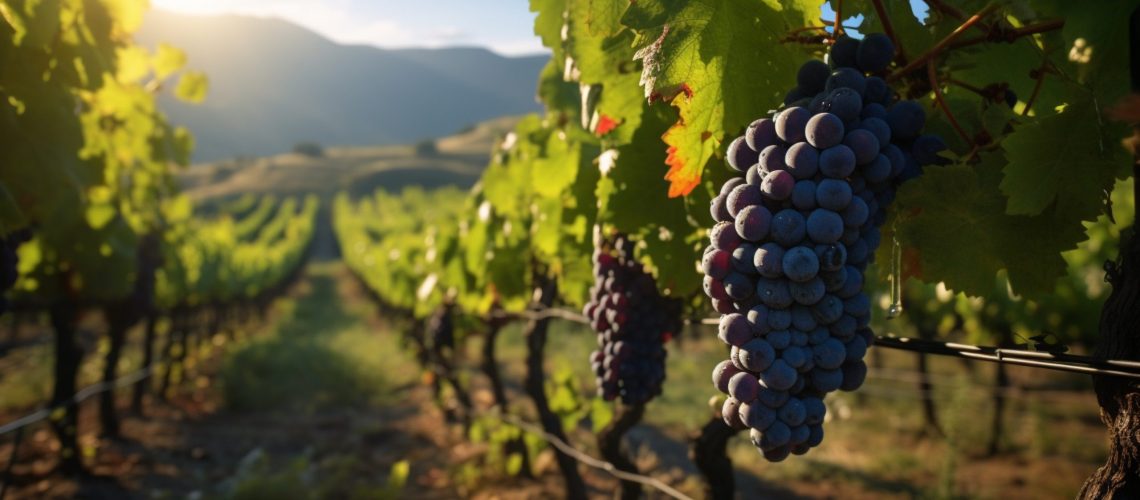 A vineyard background. Grape cultivation. Agricultural landscape